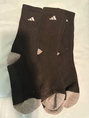 adidas Black Crew Socks with Gray Heel and Toe